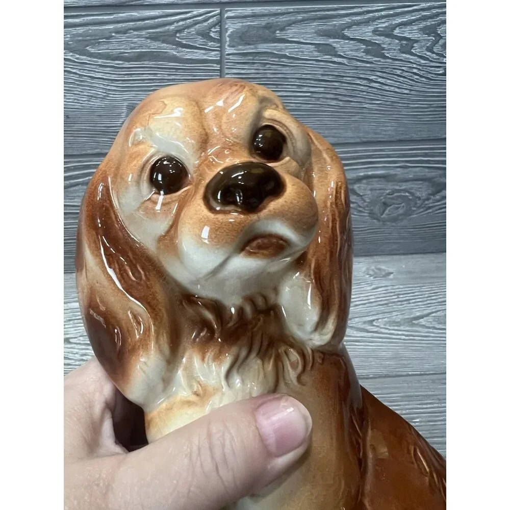 Vintage Ceramic Cocker Spaniel Puppy Dog Planter 7.5” Midcentury Figurine - Picture 6 of 9